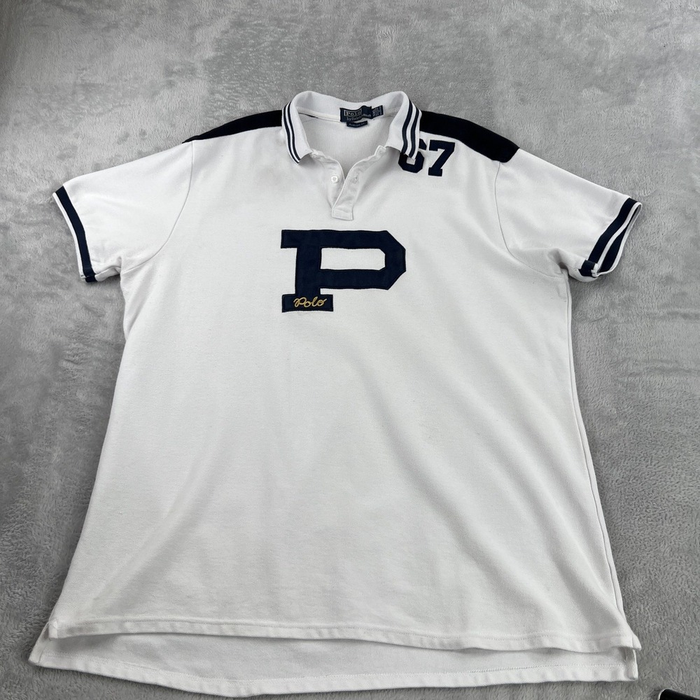Polo Ralph Lauren Big P Polo Shirt 5XL fits 2XL White Custom Fit Short Sleeve
